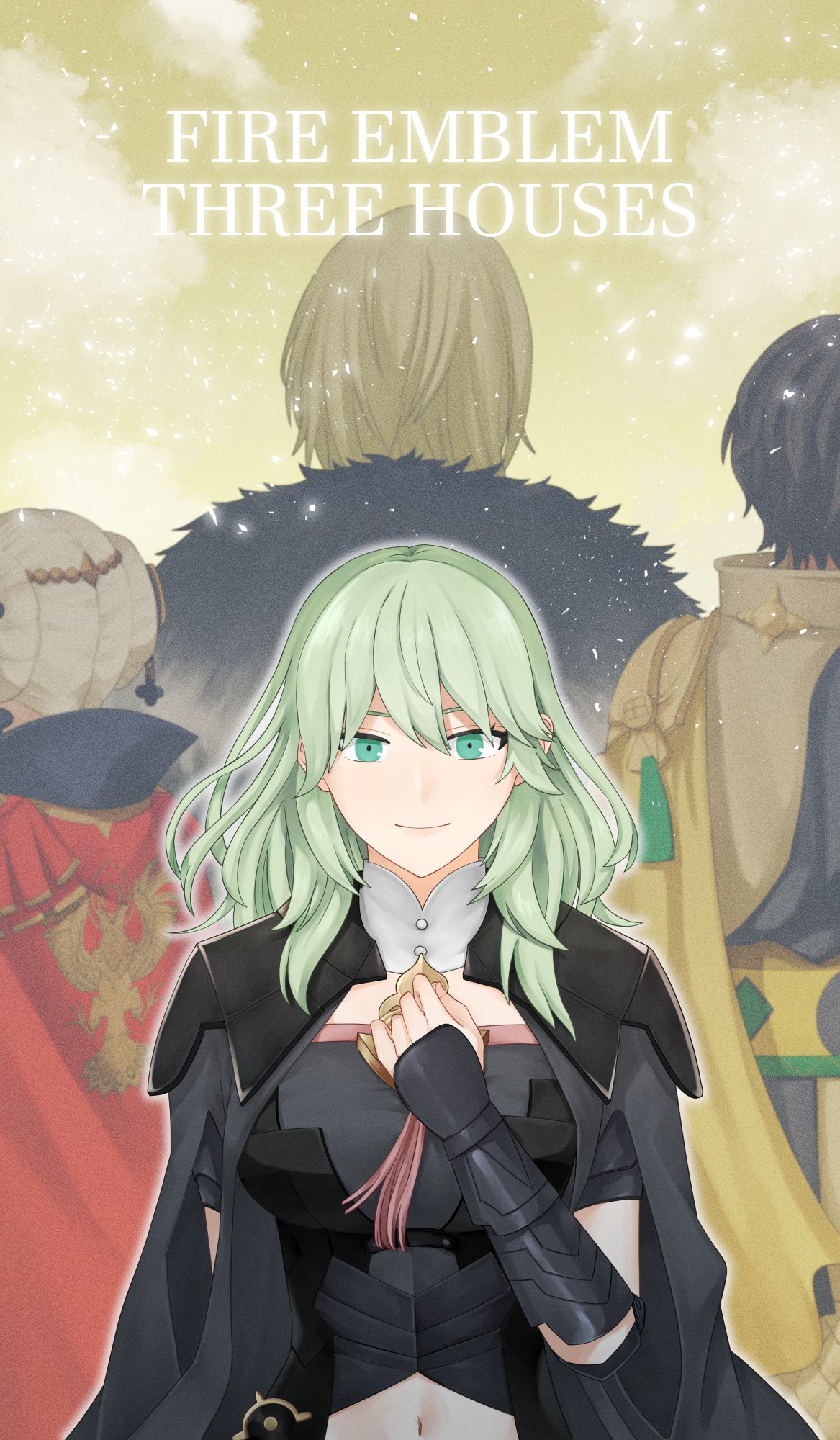 2boys, 2girls, black_cape, blonde_hair, byleth_(female)_(fire_emblem), byleth_(fire_emblem), cape, claude_von_riegan