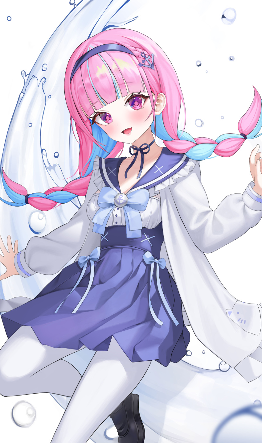 1girl, absurdres, ahoge, aillatoste, anchor_hair_ornament, anchor_symbol, blue_choker, blue_hairband