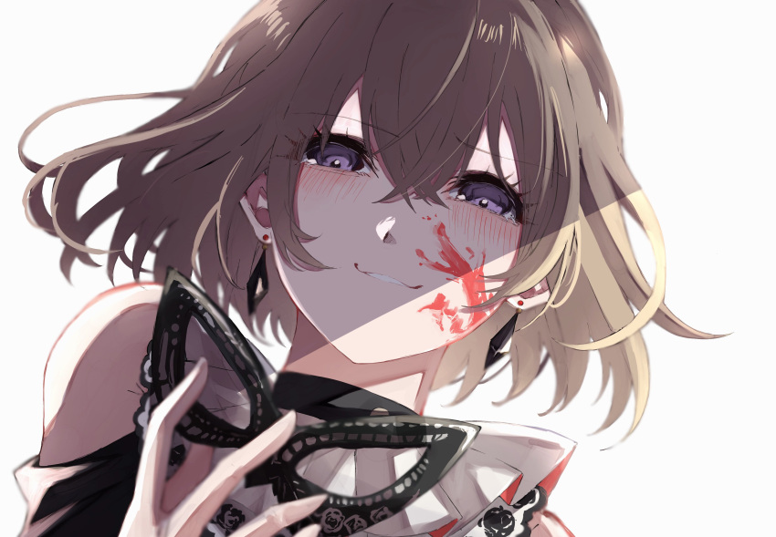 1girl, absurdres, bang_dream!, bang_dream!_it's_mygo!!!!!, blonde_hair, blood, blood_on_face, blood_splatter