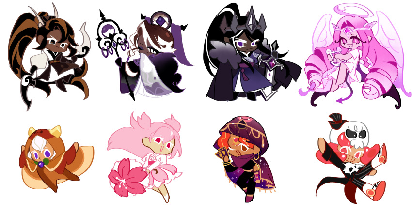 1other, 3girls, 4boys, :d, absurdres, affogato_cookie, androgynous, angel_wings