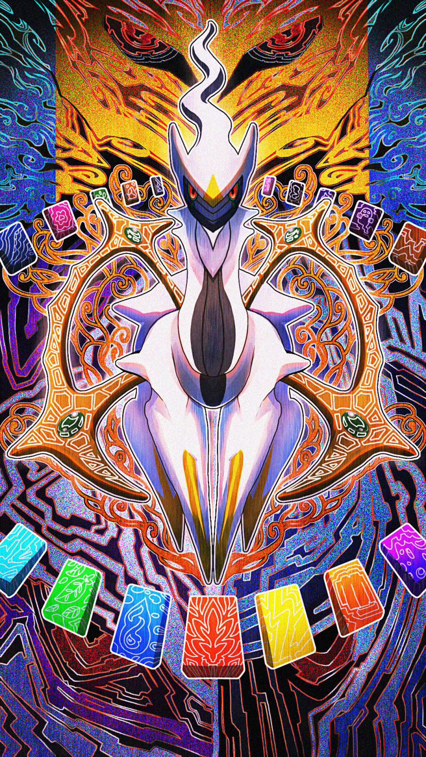 arceus, colored_sclera, commentary_request, dialga, full_body, giratina, giratina_(origin), green_sclera