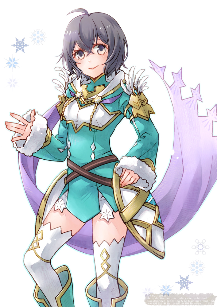 1girl, ahoge, armor, black_hair, ebi_puri_(ebi-ebi), faulds, feathers, fire_emblem
