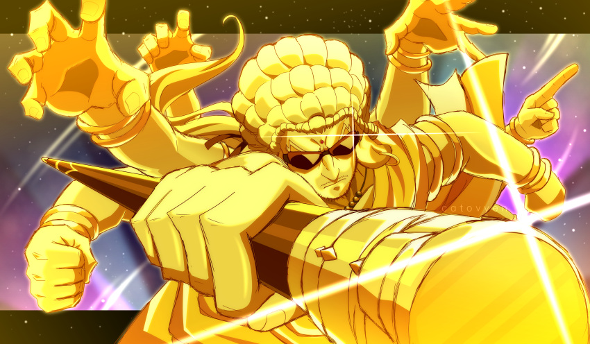 1boy, absurdres, artist_name, bracelet, buddhism, catovyen, classicaloid, clenched_hand
