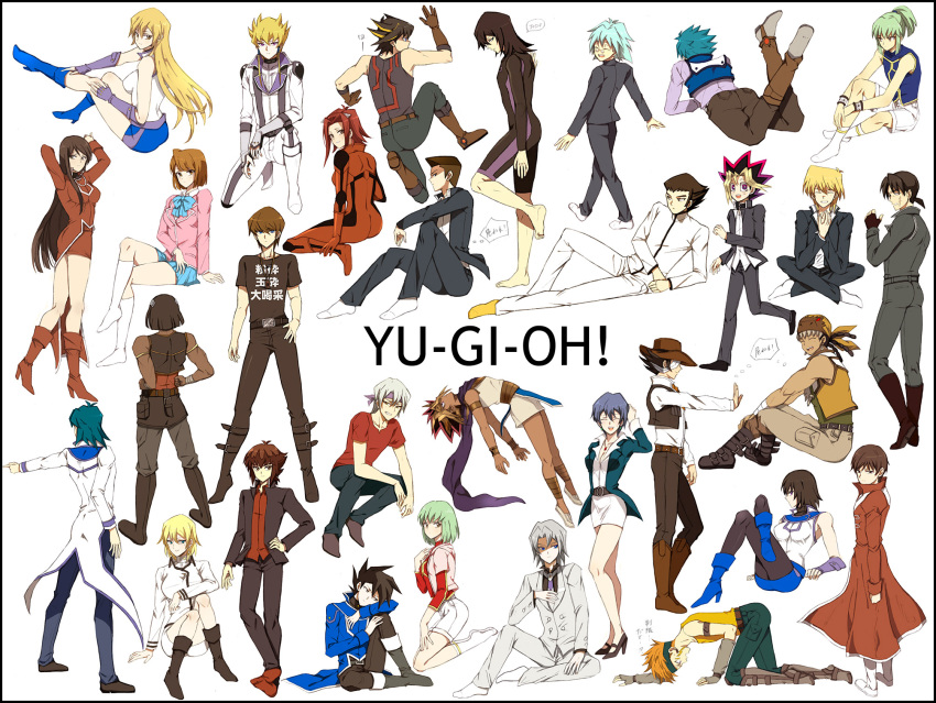akiza_izinski, atticus_rhodes, axel_brodie, bakura_ryou, bandana, bandanna, belt, bikesuit