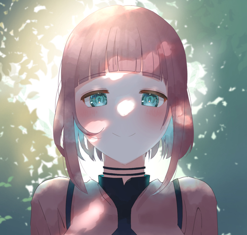 1girl, blunt_bangs, blush, closed_mouth, green_eyes, hairu_ihei, highres, jacket