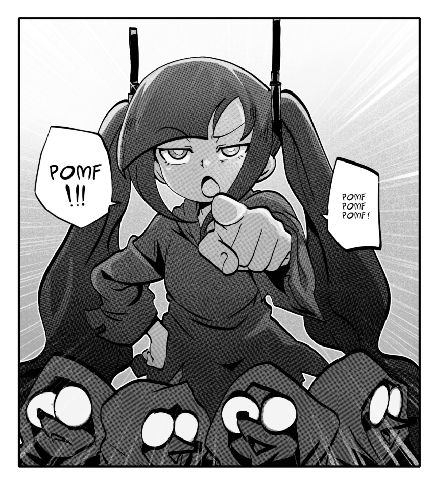 1girl, :o, animal, commentary, english_commentary, glasses, greyscale, hair_ornament