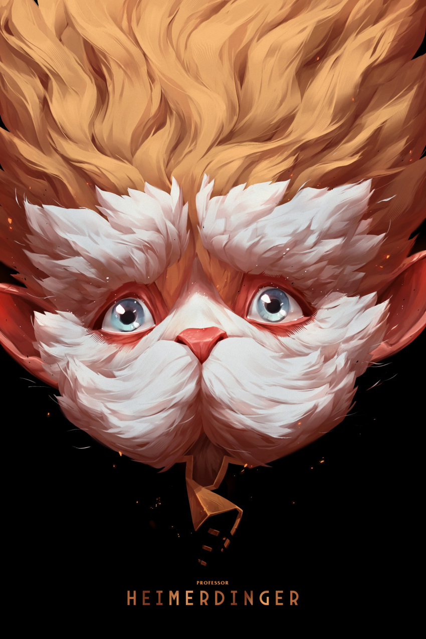 1boy, absurdres, animal_nose, arcane:_league_of_legends, arcane_heimerdinger, beard_over_mouth, black_background, blonde_hair