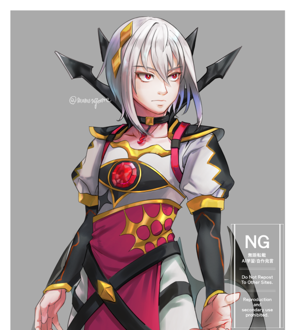 1boy, armor, dragon, dragon_boy, fire_emblem, fire_emblem_engage, gem, grey_background