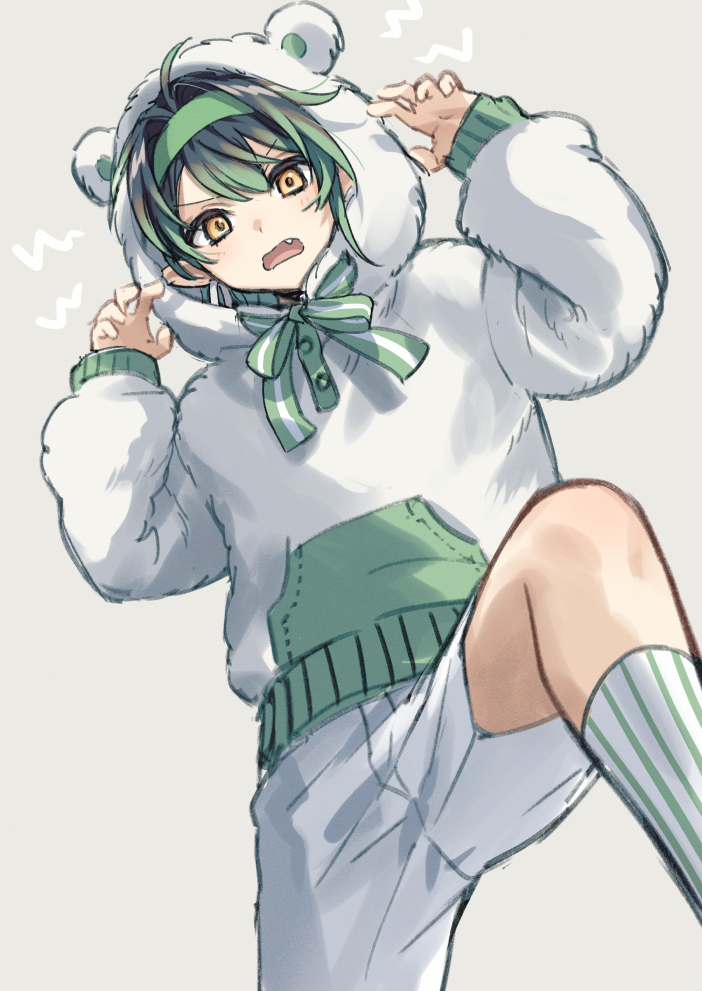 1boy, aged_down, animal_ears, animal_hood, bear_ears, bear_hood, black_hair, blush
