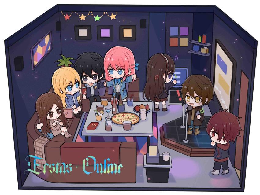 3boys, 4girls, absurdres, akagami_souma, asagiri_ririko, bad_source, black_eyes, black_hair