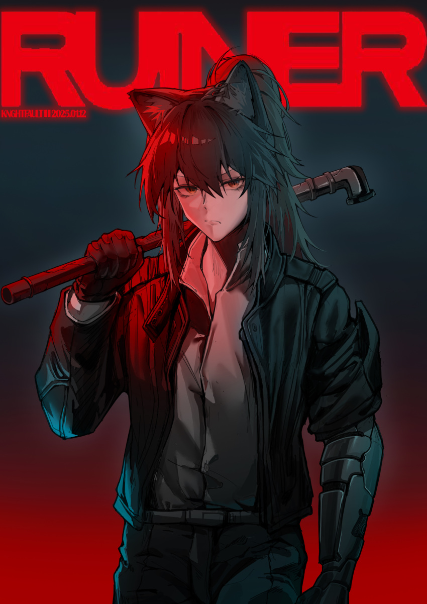 1girl, absurdres, alternate_costume, animal_ear_fluff, animal_ear_piercing, animal_ears, arknights, arm_at_side