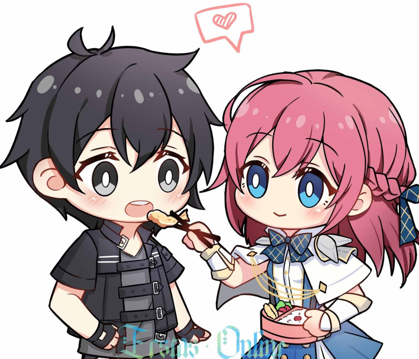 1boy, 1girl, asagiri_ririko, bad_source, black_eyes, black_hair, blue_eyes, blue_ribbon
