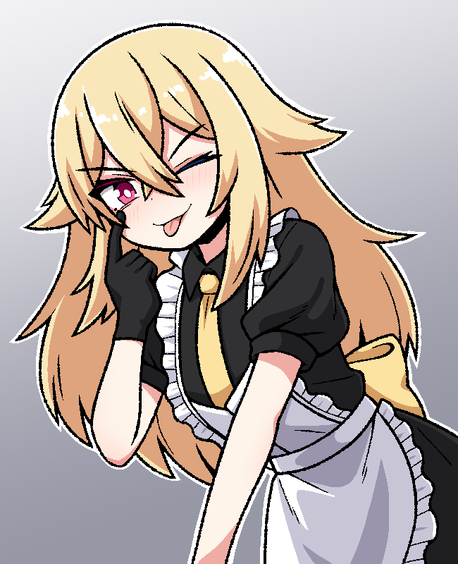 1girl, black_gloves, blonde_hair, commission, commissioner_upload, gloves, ink_(inksgirls), koga_twin_(kogasaguy)