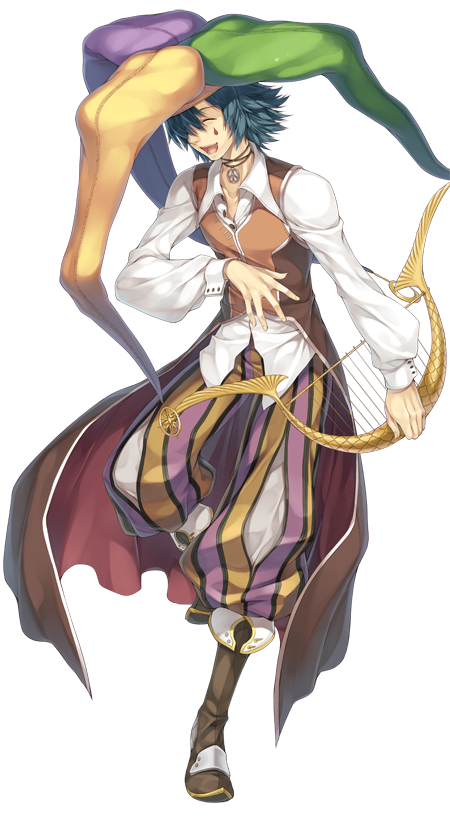 1boy, artist_request, baggy_pants, blue_hair, boots, bow_(weapon), brown_coat, brown_footwear