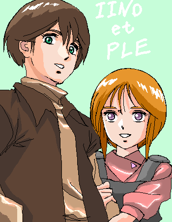 1980s_(style), 1boy, 1girl, age_difference, alfredo_kraus1999, blonde_hair, brown_hair, commentary_request