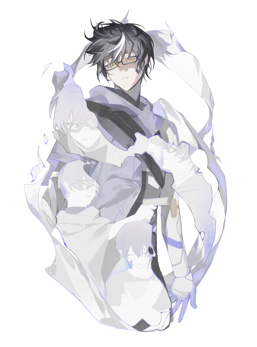 1boy, absurdres, black_hair, chinese_commentary, closed_eyes, closed_mouth, commentary_request, glasses
