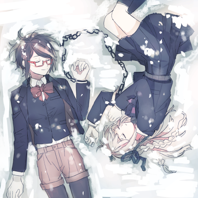 2girls, black_skirt, blazer, braid, brown_shorts, chain, collared_shirt, cowboy_shot