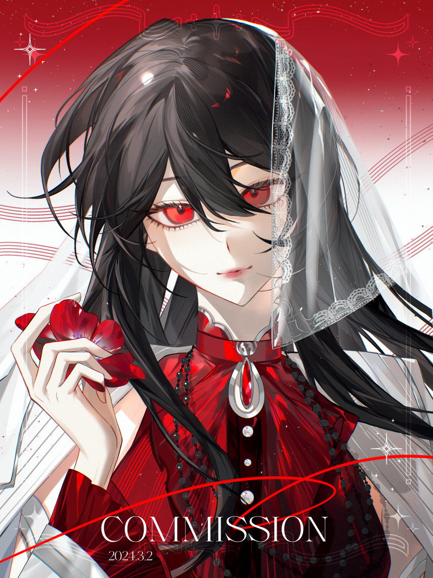 1girl, absurdres, black_hair, character_request, chinese_commentary, closed_mouth, clothing_cutout, commentary_request