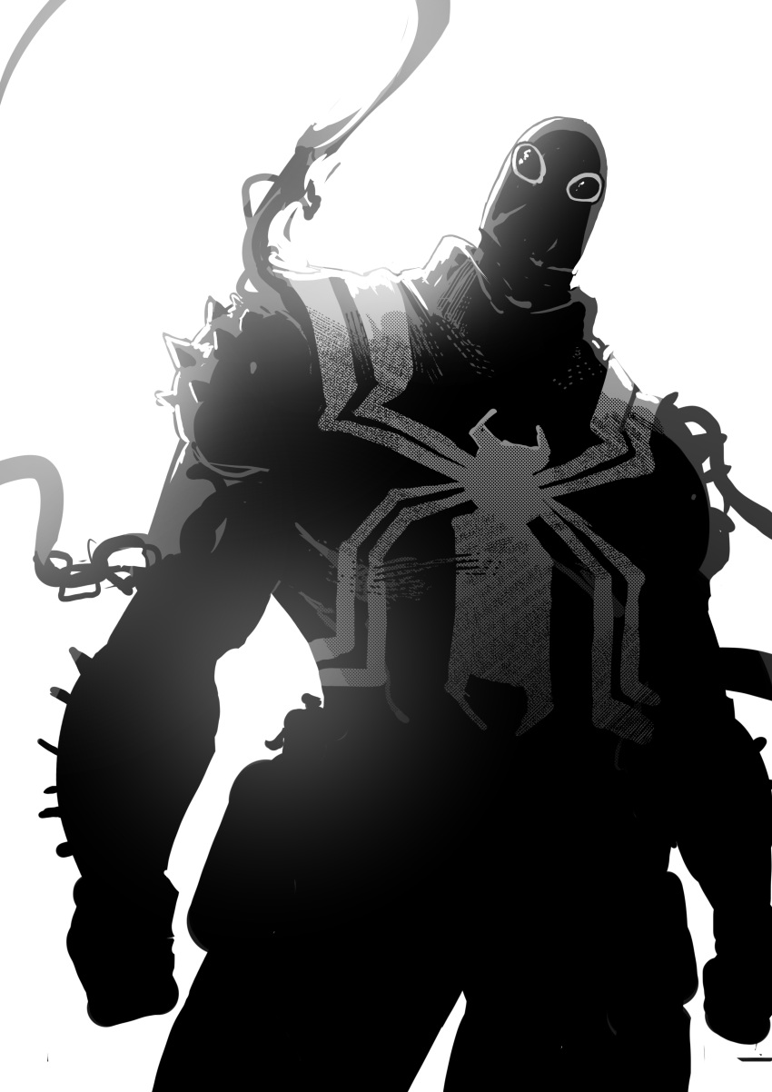 1boy, absurdres, agent_venom, black_mask, highres, kjlbs, looking_at_viewer, marvel