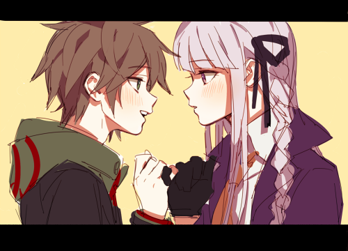 1boy, 1girl, black_gloves, black_jacket, black_ribbon, braid, brown_hair, collared_shirt