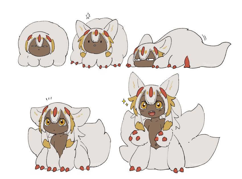 1girl, =_=, claws, closed_eyes, dark-skinned_female, dark_skin, extra_arms, faputa