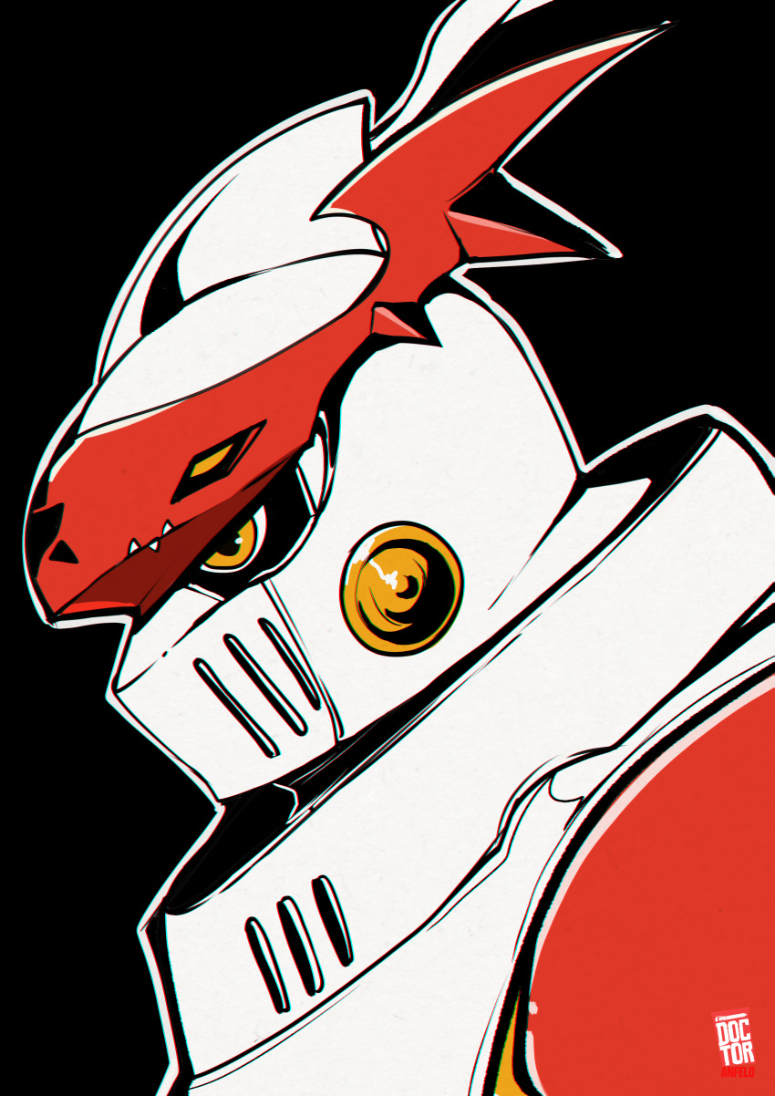 absurdres, black_background, digimon, digimon_(creature), doctor_anfelo, dukemon, helmet, highres