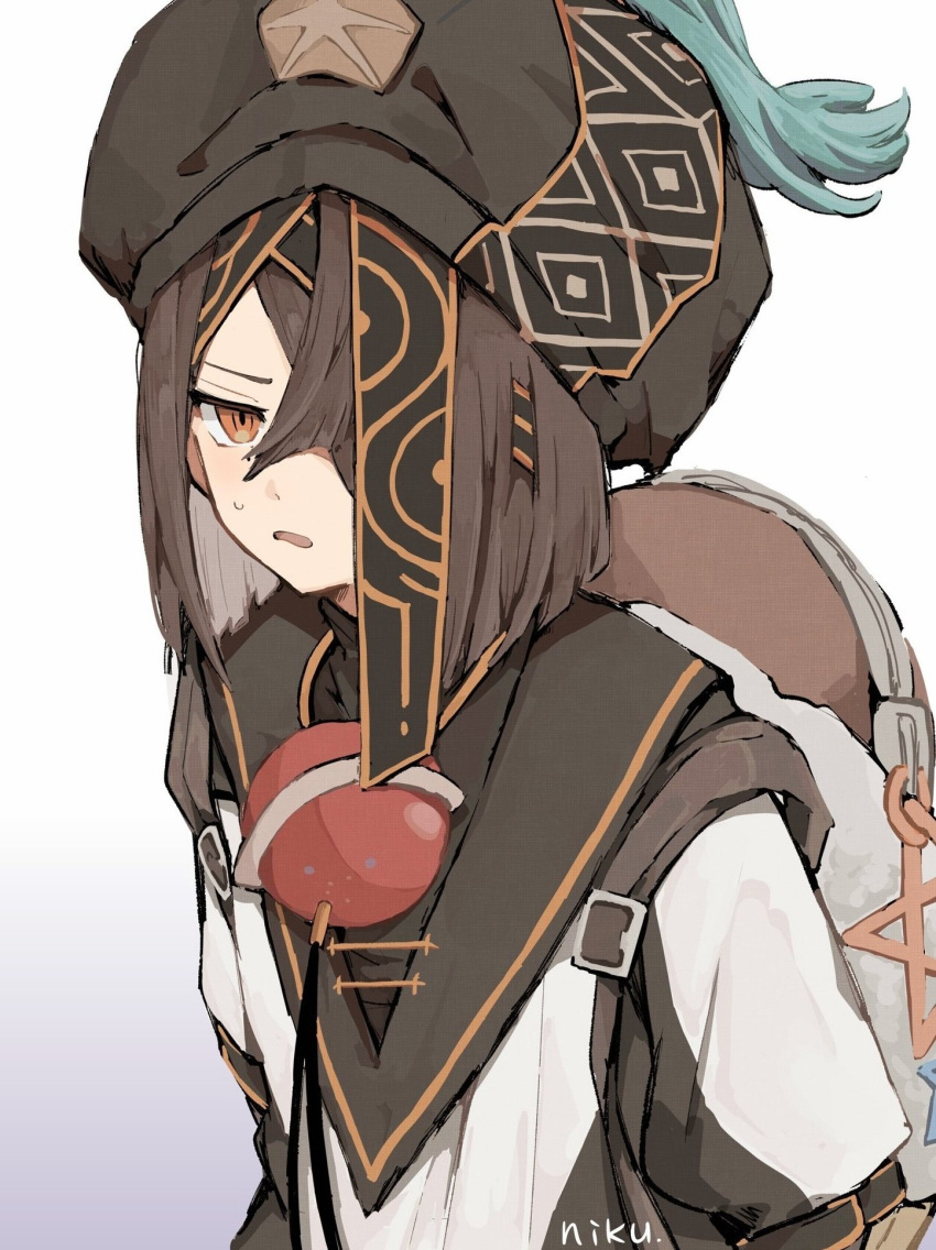 1girl, artist_name, black_hair, commentary_request, fate/grand_order, fate_(series), fgo_si, hair_over_one_eye