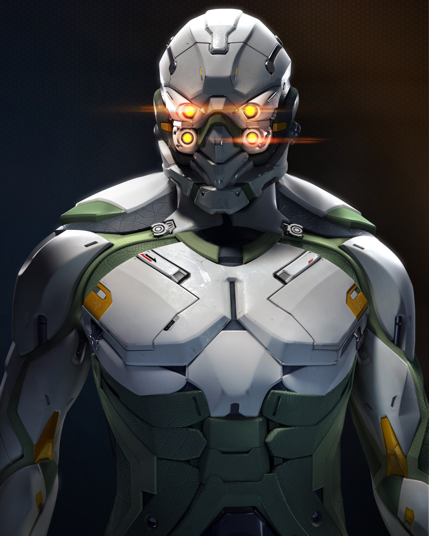 1boy, 3d, absurdres, armor, commentary, dark_background, dust_514, eve_online