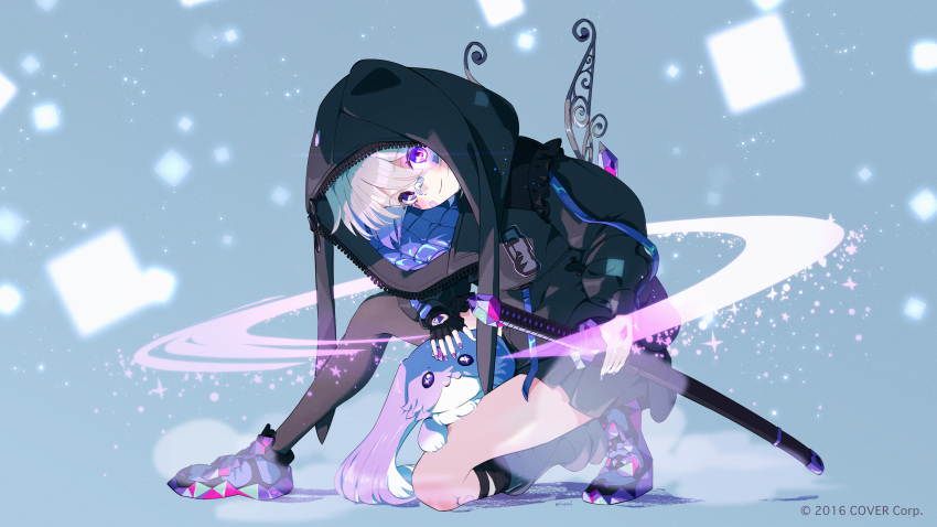 1girl, absurdres, asymmetrical_legwear, bandaid, bandaid_on_face, bandaid_on_nose, bilingual_commentary, black_gloves