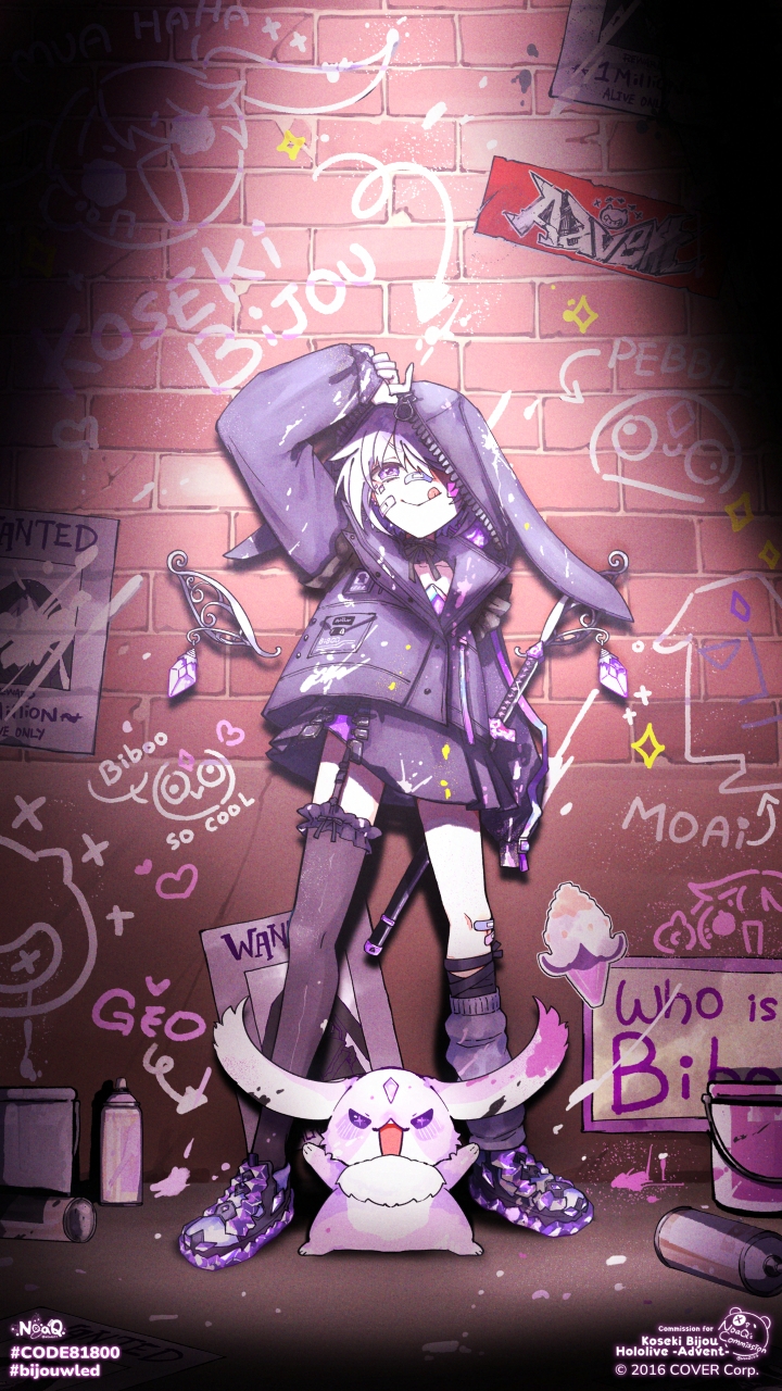 1girl, animal_hood, asymmetrical_legwear, bandaid, bandaid_on_face, bandaid_on_knee, bandaid_on_leg, bandaid_on_nose