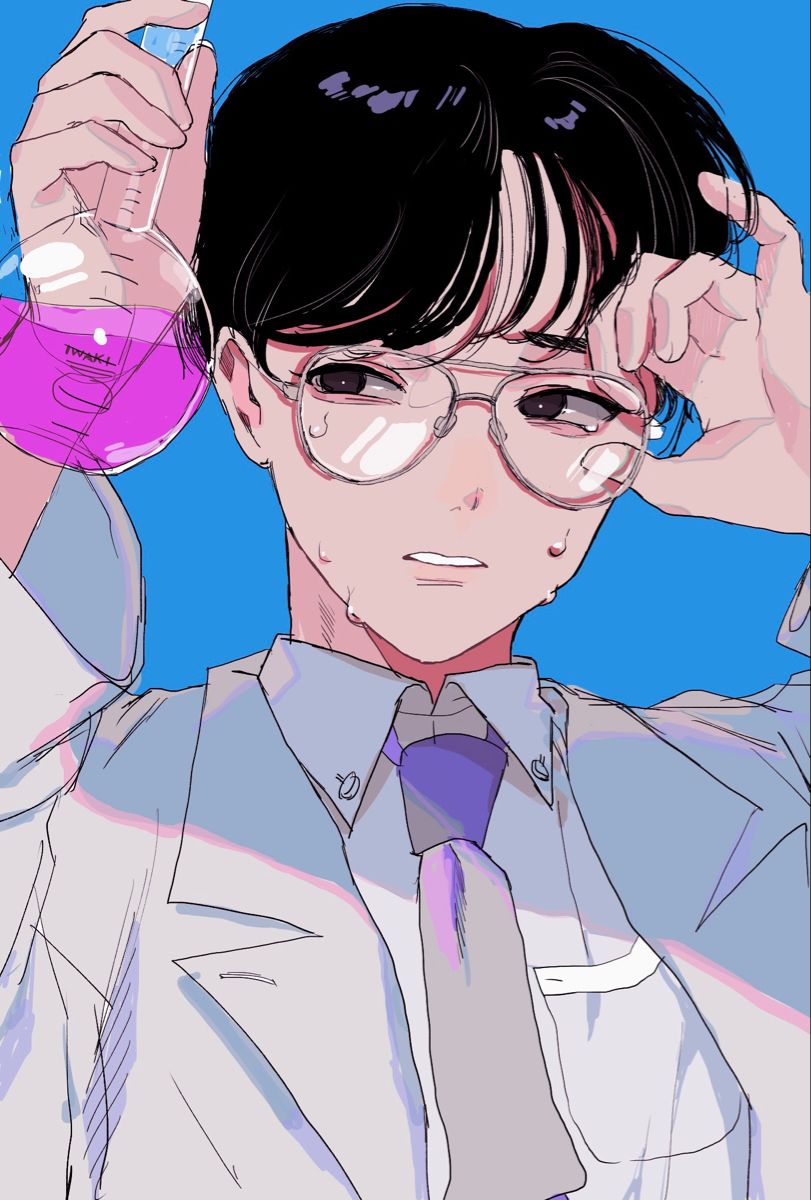 1boy, adjusting_eyewear, arms_up, aviator_glasses, bad_id, bad_twitter_id, black_eyes, black_hair