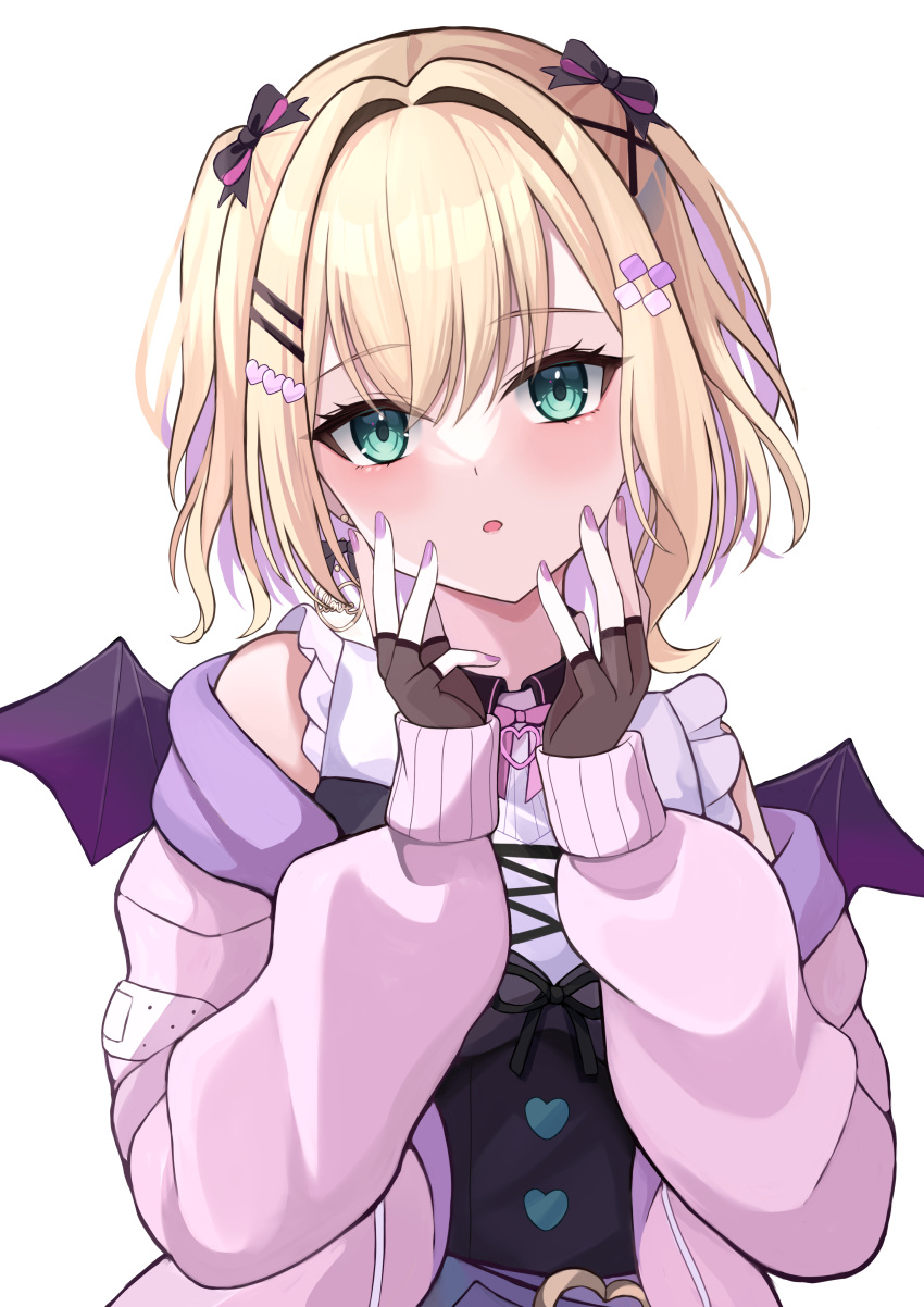 1girl, :o, absurdres, black_bow, black_gloves, blonde_hair, blush, bow