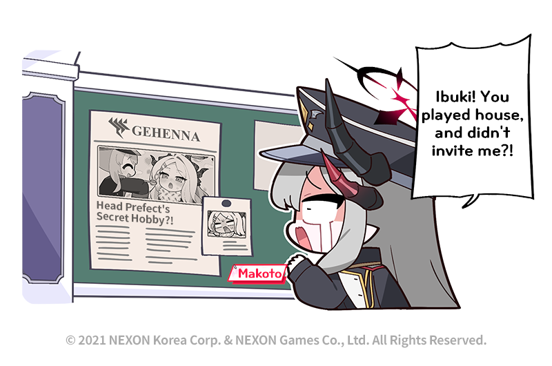 1girl, black_halo, black_hat, blue_archive, character_name, chibi, commentary, crying