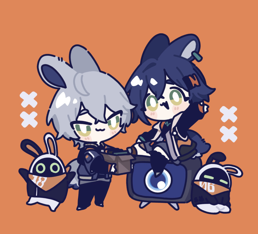 1boy, 1girl, 3others, :3, absurdres, animal_ears, bangboo_(zenless_zone_zero), bangboo_18_(zenless_zone_zero)
