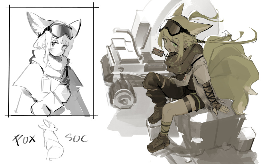 1girl, absurdres, animal_ears, arknights, blonde_hair, extra_ears, fox_ears, fox_girl