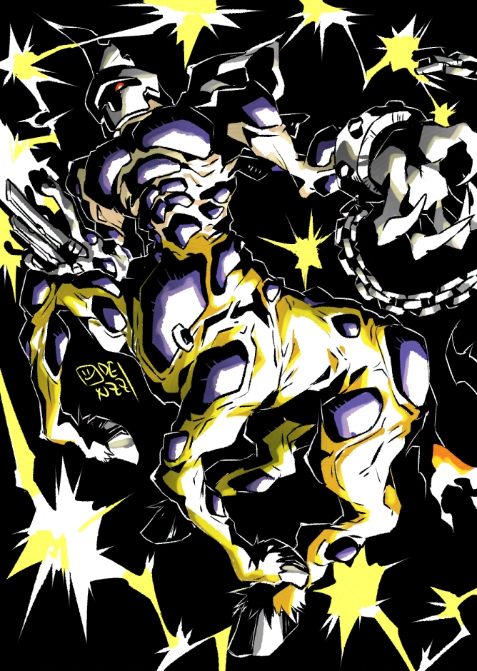 arm_cannon, black_background, body_fur, brown_fur, centalmon, centaur, digimon, digimon_(creature)