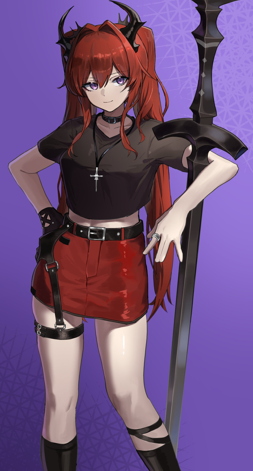 1girl, absurdres, alternate_hairstyle, arknights, belt, black_belt, black_choker, black_shirt
