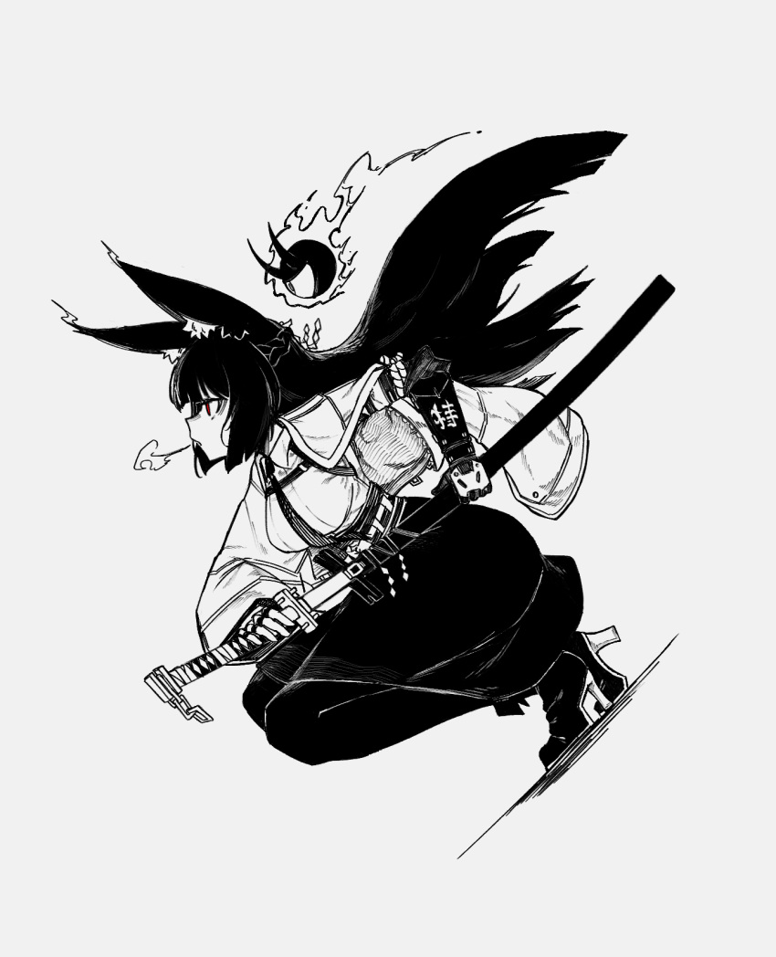 1girl, animal_ear_fluff, animal_ears, arm_armor, blunt_bangs, blunt_sidelocks, braid, breasts