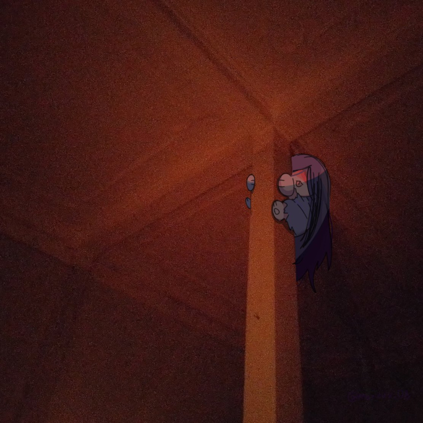 1boy, black_hair, black_kimono, blood, blood_on_face, chibi, climbing, english_commentary