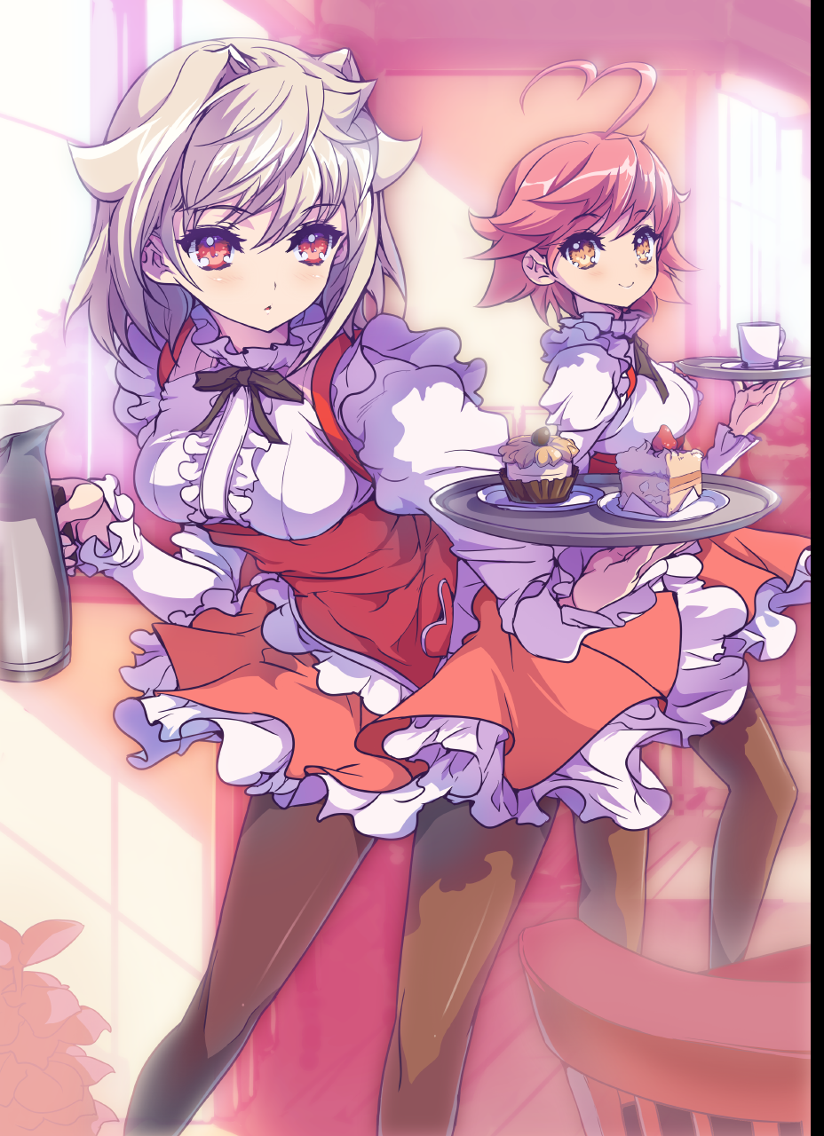 ahoge, aino_heart, akaga_hirotaka, arcana_heart, arcana_heart_3, blonde_hair, cake, dress