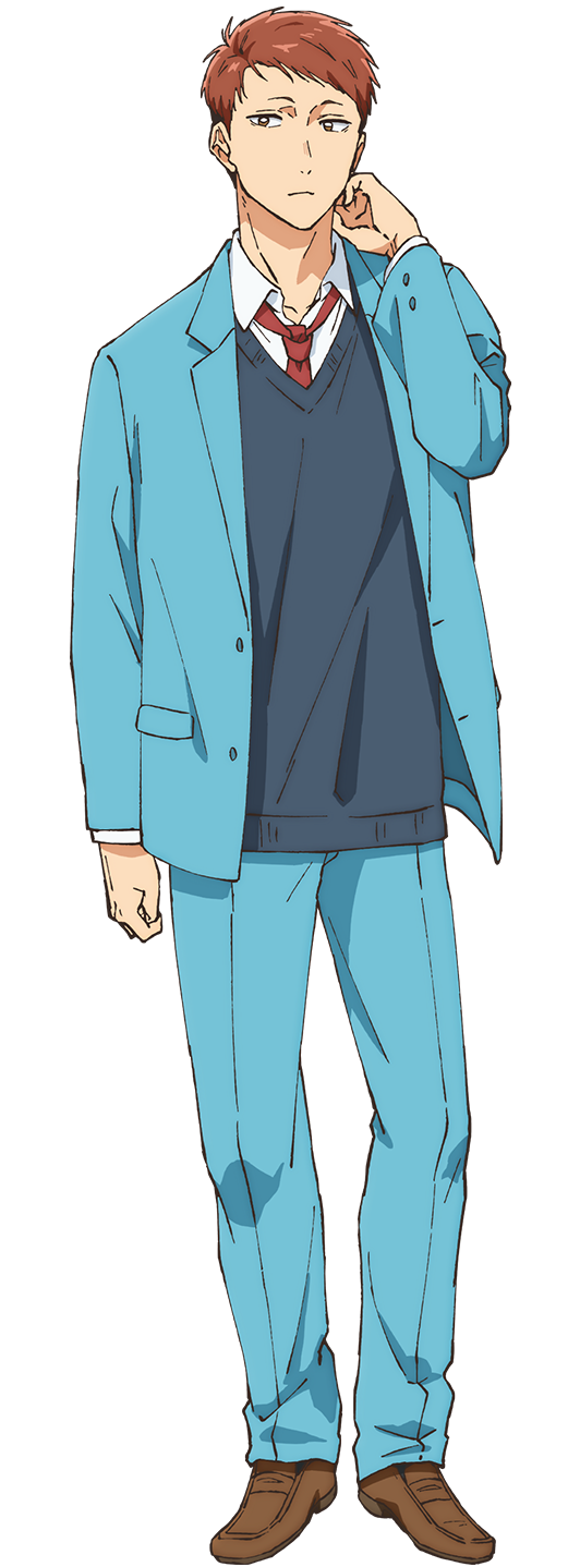 1boy, ao_no_hako, aqua_jacket, aqua_pants, arm_at_side, blazer, brown_eyes, brown_footwear, brown_hair, clenched_hand, closed_mouth, collared_shirt, expressionless, full_body, green_sweater, hand_on_own_cheek, hand_on_own_face, hand_up, haryuu_kengo, highres, jacket, loafers, looking_at_viewer, loose_necktie, necktie, official_art, open_clothes, open_collar, open_jacket, pants, red_necktie, school_uniform, shirt, shirt_under_sweater, shoes, short_hair, solo, standing, sweater, sweater_under_jacket, tachi-e, transparent_background, very_short_hair, white_shirt