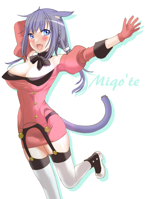blue_eyes, blue_hair, blush, breasts, cat_ears, cleavage, final_fantasy, final_fantasy_xiv