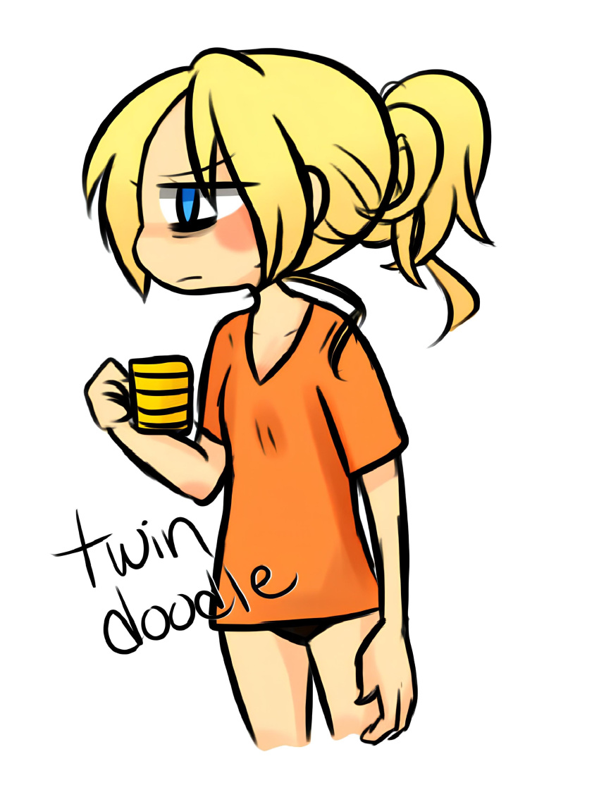 1girl, absurdres, blonde_hair, blue_eyes, breasts, chloe_bourgeois, cup, highres