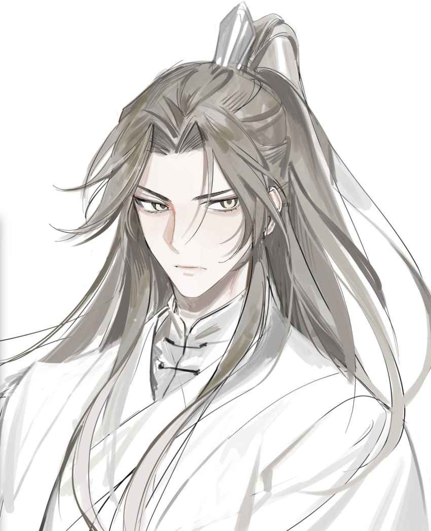 1boy, brown_hair, chinese_clothes, chu_wanning, closed_mouth, ddinut, erha_he_tadebai_mao_shizun, half_updo