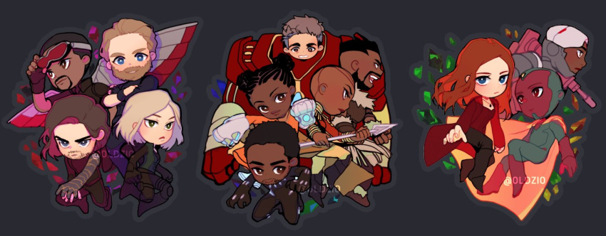 4girls, 6+boys, arc_reactor, armor, artist_name, avengers:_infinity_war, avengers_(series), bald