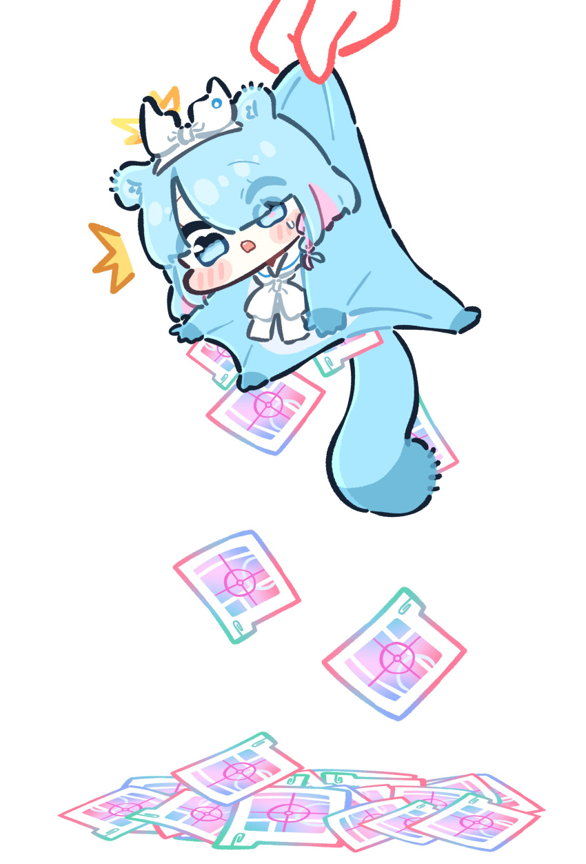 1girl, ^^^, absurdres, animal_ears, arona_(blue_archive), blue_archive, blue_eyes, blue_hair