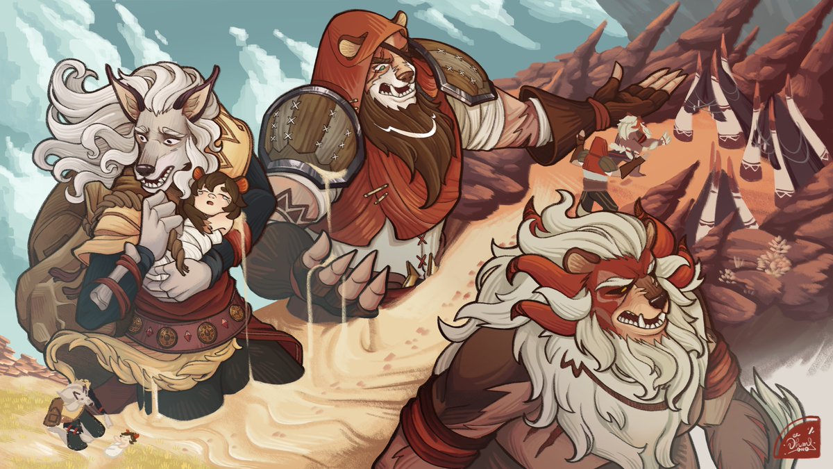 4boys, afk_(series), afk_journey, aged_down, animal_ears, arguing, bag, bear_boy