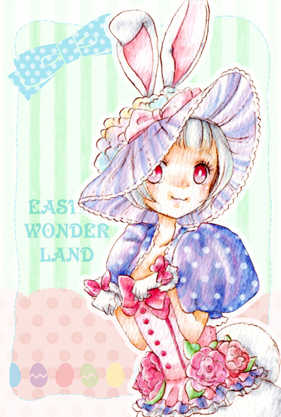 1dotori, 1girl, animal_ears, bow, dancer, disney, easter, easter_wonderland