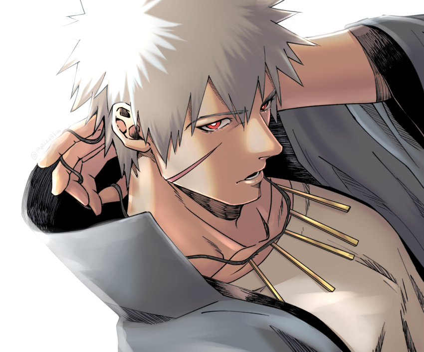 1boy, adam's_apple, bright_pupils, coat, commentary_request, grey_coat, highres, hood