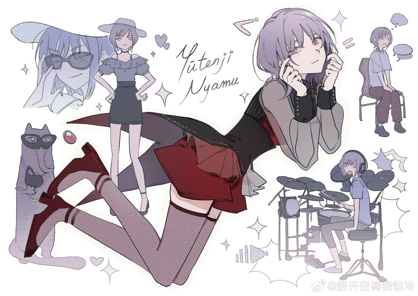 1girl, :3, amoris_(bang_dream!), animalization, bang_dream!, bang_dream!_it's_mygo!!!!!, black_choker, black_skirt